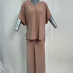 White Birch Tan Wide Leg Jumpsuit